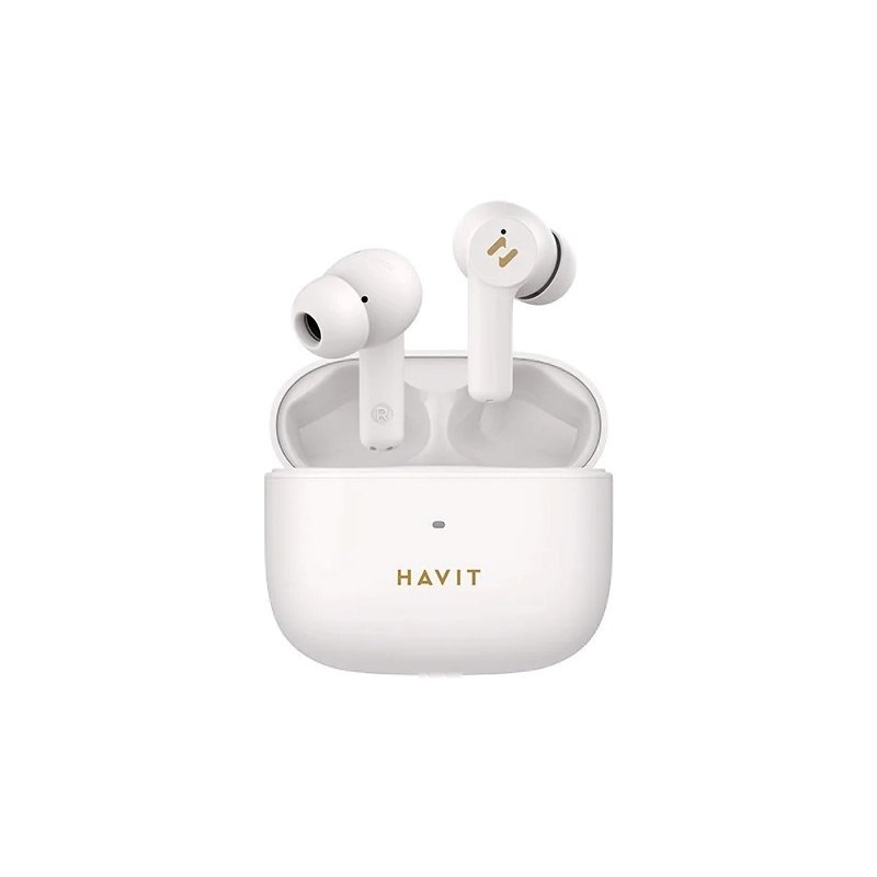 Havit äkta trådlöst in-ear-headset med aktiv brusreducering (vit)